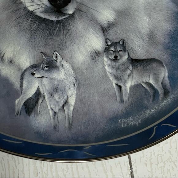 Vintage Bradford Exchange “Silver Scout” Timber Wolf Plate By Eddie La Page - Picture 9 of 9